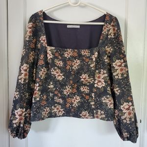 Abercrombie & Fitch Floral Square Neck Blouse